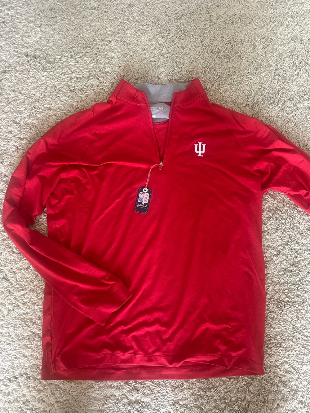 Johnnie-o Indiana University Red Performance Quarter-Zip Pullover Sz L NWT